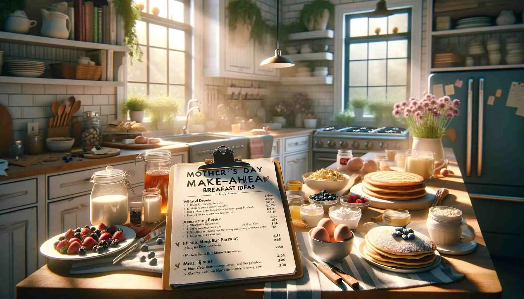 A-photorealistic-photograph-depicting-the-preparation-of-a-Mothers-Day-make-ahead-breakfast_brunch.-The-scene-is-set-in-a-bright-airy-kitchen-during.